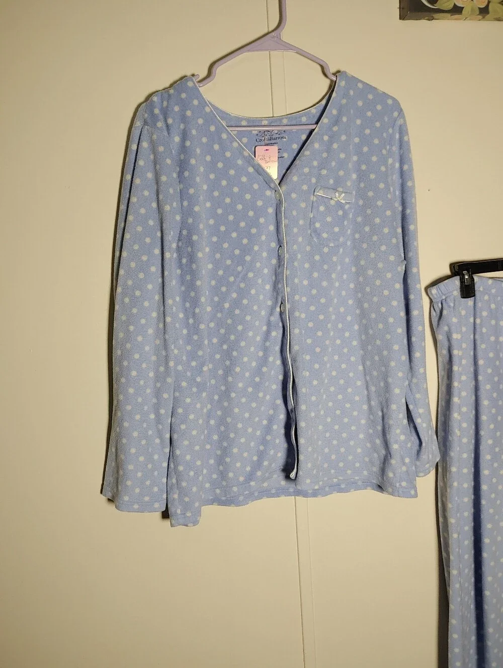 Croft & Barrow XL Periwinkle Polka Dot Long Sleeve Soft Pajama Set